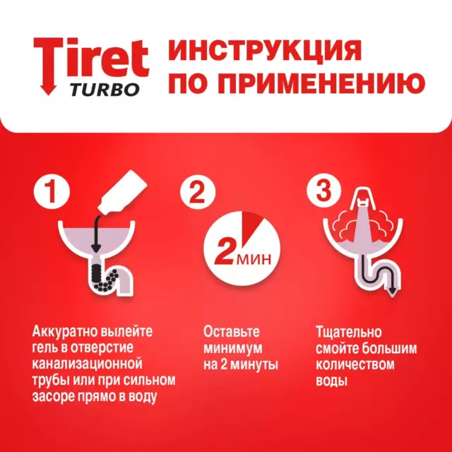 Гель для удаления засоров в трубах Tiret Turbo 1 л — изображение 5