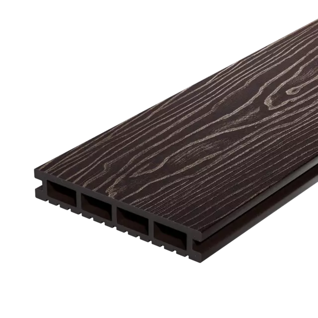 Террасная доска Decking цвет Темный орех 3000x150x24 мм двусторонняя вельвет/структура дерева 0.45 м²