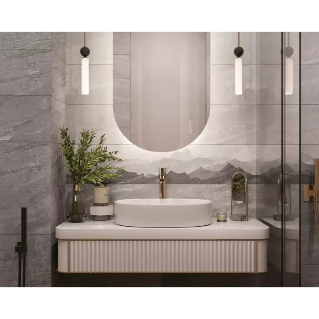 Плитка настенная Gracia Ceramica Fog 25x60 см 1.2 м² матовая с sugar эффектом цвет темно-серый — изображение 6
