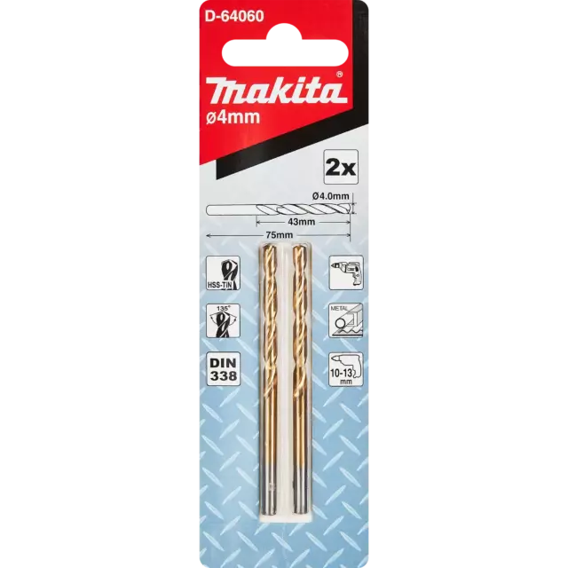 Сверло спиральное по металлу HSS-TiN Makita D-64060 4x75 мм, 2 шт. — изображение 4