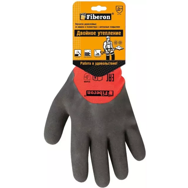 Перчатки латексные Fiberon PR-WNT583 размер 9/L, двойное утепление — изображение 2