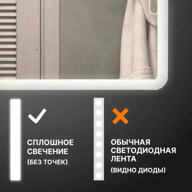 Зеркало для ванной Vigo Vento Comfort 50x60 см с подсветкой датчиком и обогревом — изображение 4