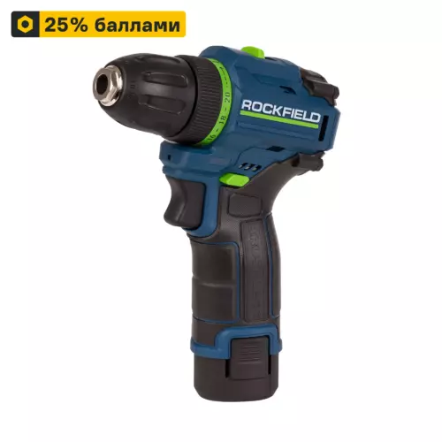 Дрель-шуруповерт аккумуляторная бесщеточная Rockfield RF1002BK, 12 В Li-ion 2x2 Ач