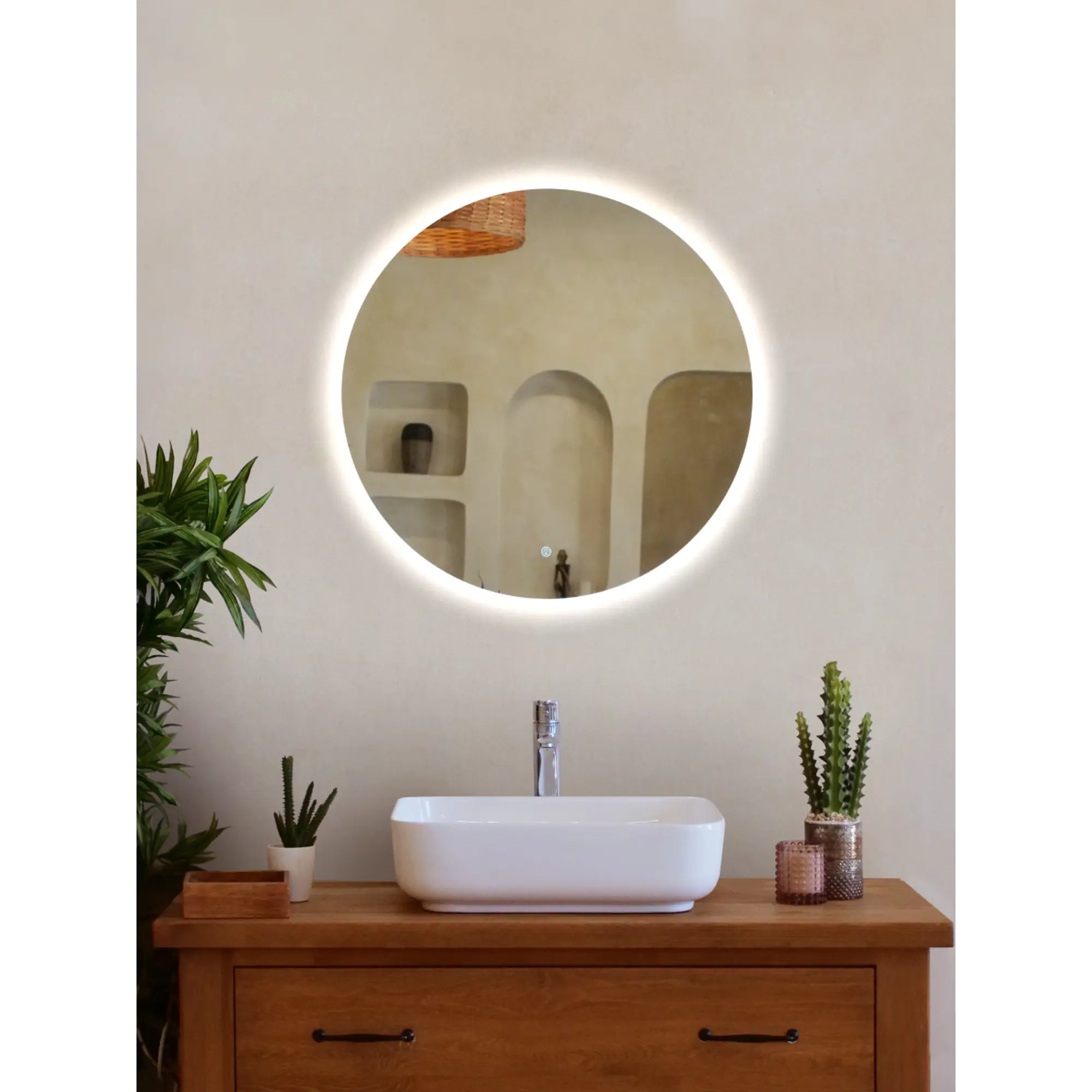 Зеркало для ванной Флоренция Лайт DSF60LT 60 см круглое с подсветкой