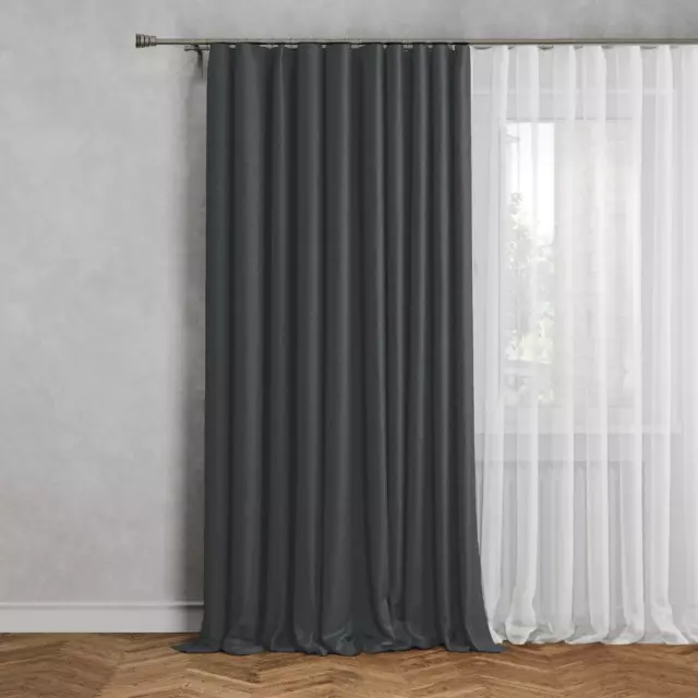 Штора на ленте блэкаут Кирустик 160x260 см цвет темно-серый