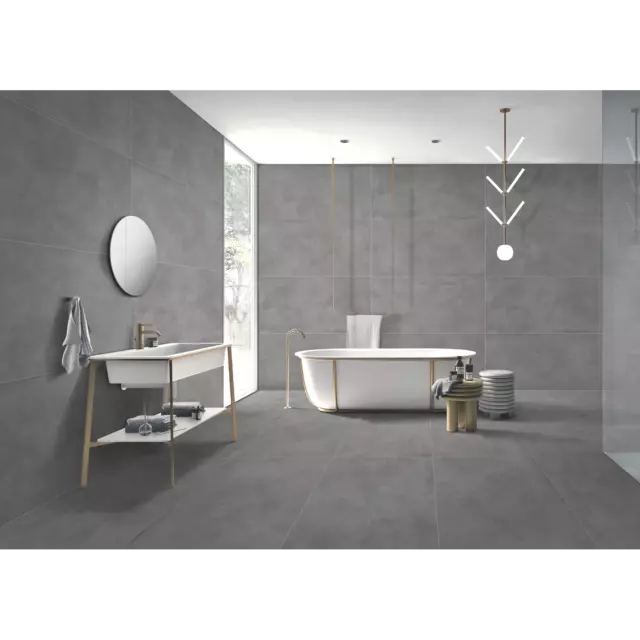 Глазурованный керамогранит Arcadia Ceramica Cement Gris 60x120 см 1.44 м² матовый цвет серый — изображение 6