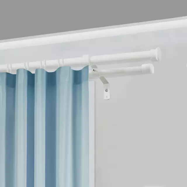 Карниз для штор раздвижной двухрядный КРДЗБ-160-300 160-300 см железо цвет белый — изображение 2