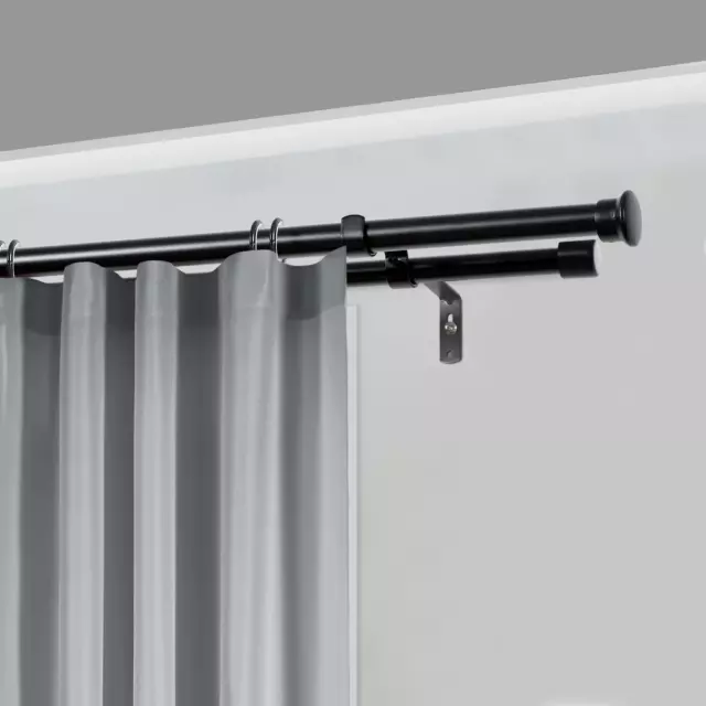 Карниз для штор раздвижной двухрядный КРДЗЧ-160-300 160-300 см железо цвет черный — изображение 2