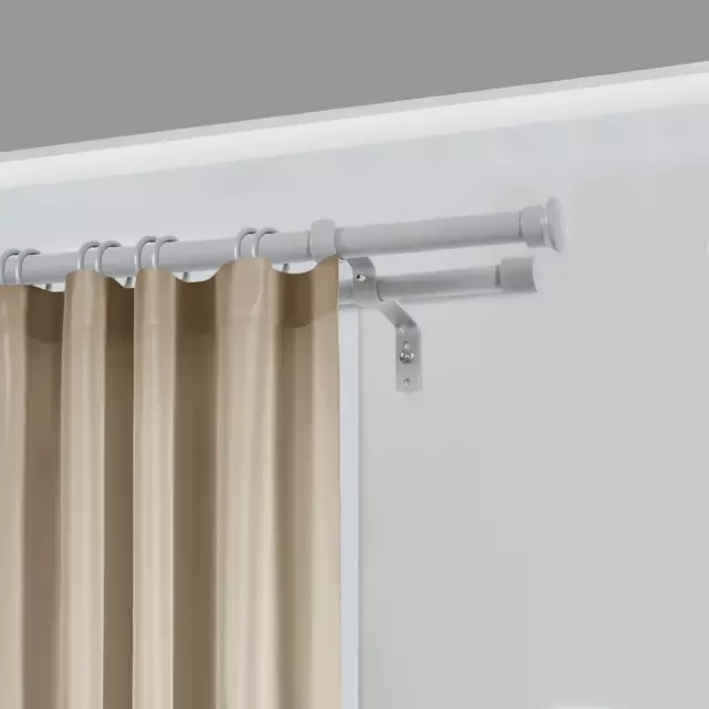 Карниз для штор раздвижной двухрядный КРДЗС-160-300 160-300 см железо цвет серый — изображение 2