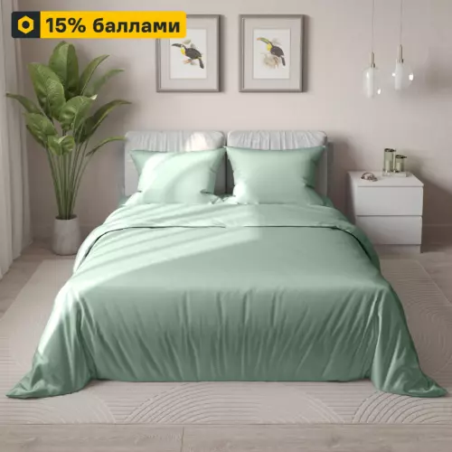 Комплект постельного белья 421 двуспальный полисатин светло-зеленый