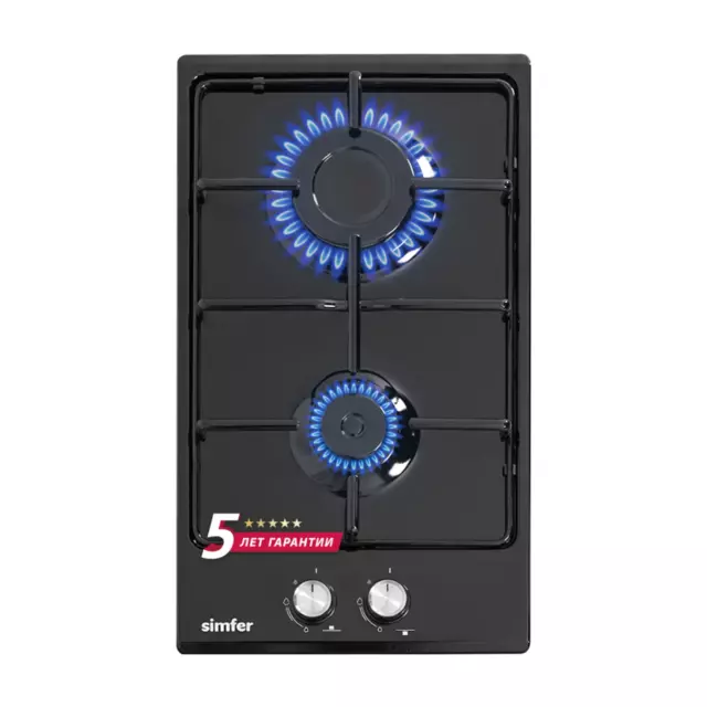 Газовая варочная панель Simfer H30V20420 30 см 2 конфорки цвет черный
