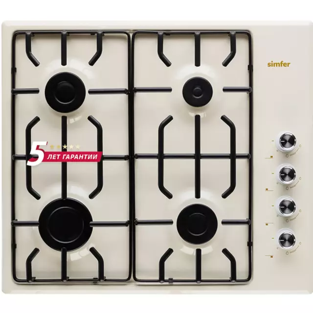 Газовая варочная панель Simfer H60Q40R471 60 см 4 конфорки цвет бежевый