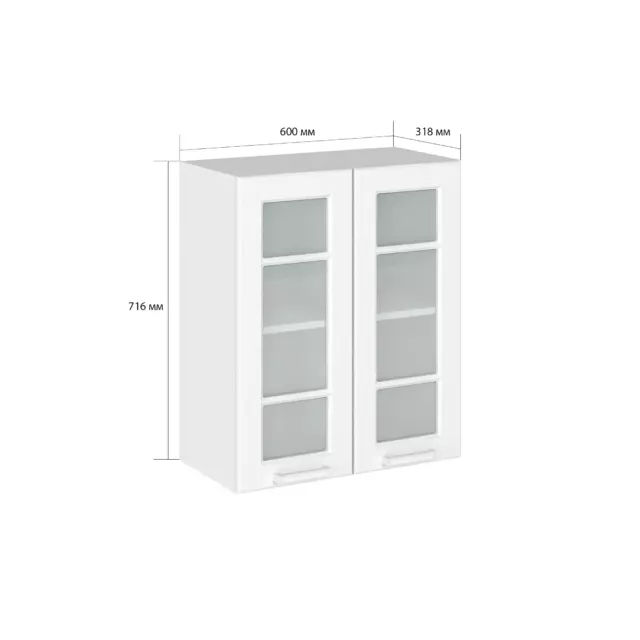 Навесной шкаф со стеклом Сурская мебель Прага Белое дерево 60x71.60x31.80 см цвет белый МДФ