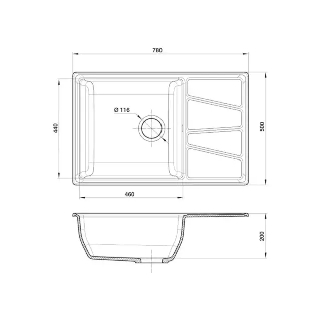 Мойка под столешницу Эко-м М-780 Эком 50x78x20 см искусственный камень цвет белый — изображение 2