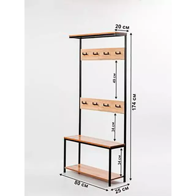 Напольная вешалка Letta 80.2x175x27.8 см цвет дуб вотан/черный — изображение 6