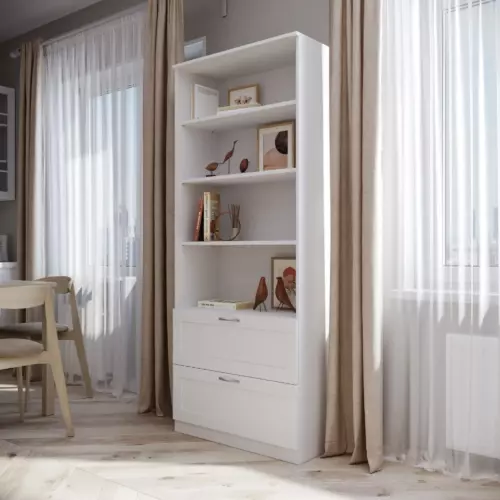Стеллаж книжный Шведский стандарт Сириус 78.2x190x34.8 см 2 ящика ЛДСП цвет белый