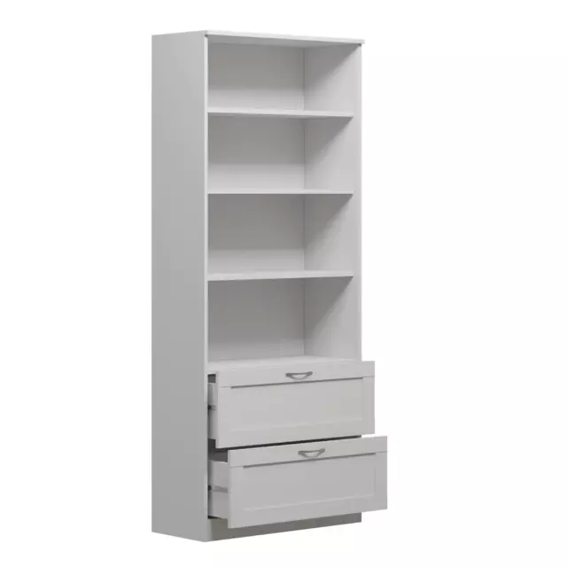 Стеллаж книжный Шведский стандарт Сириус 78.2x190x34.8 см 2 ящика ЛДСП цвет белый — изображение 3