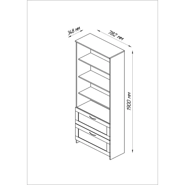 Стеллаж книжный Шведский стандарт Сириус 78.2x190x34.8 см 2 ящика ЛДСП цвет белый — изображение 5