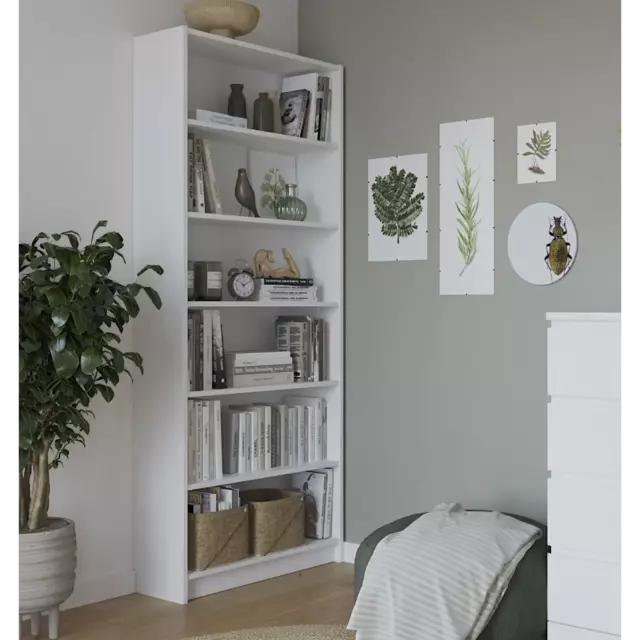Стеллаж книжный Шведский стандарт Варма 78.4x198x28 см Лак цвет белый