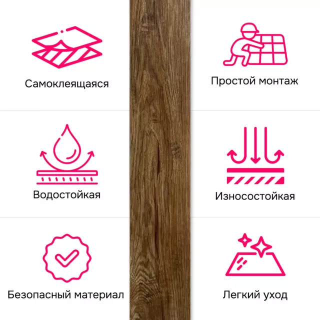 ПВХ плитка самоклеящаяся темно-коричневая 31 класс толщина 2 мм 2.51 м² цена за упаковку — изображение 5