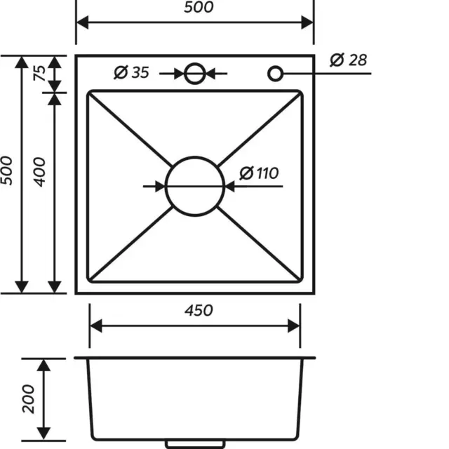 Интегрированная мойка Ростовская Мануфактура Сантехники MR-5050BL 50x50x20 см нержавеющая сталь цвет графит — изображение 4