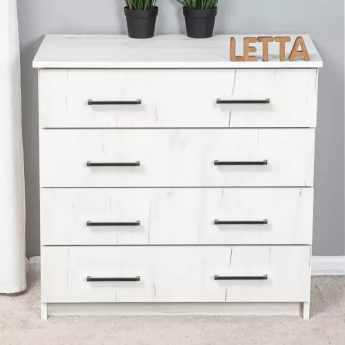 Комод Letta Мальта plus 4 ящика 75x39x72 см ЛДСП цвет дуб крафт белый