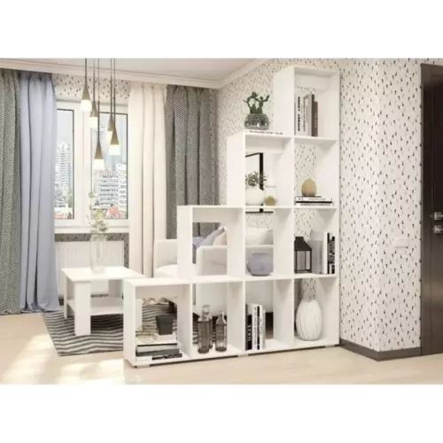 Стеллаж с полками Пеликан 160x203.6x296 см ЛДСП цвет белый