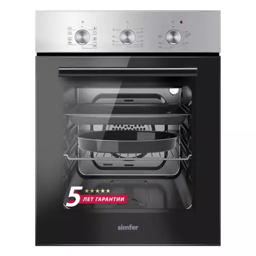 Электрический встраиваемый духовой шкаф Simfer B4em19071 45x59.5x56 см цвет нержавеющая сталь