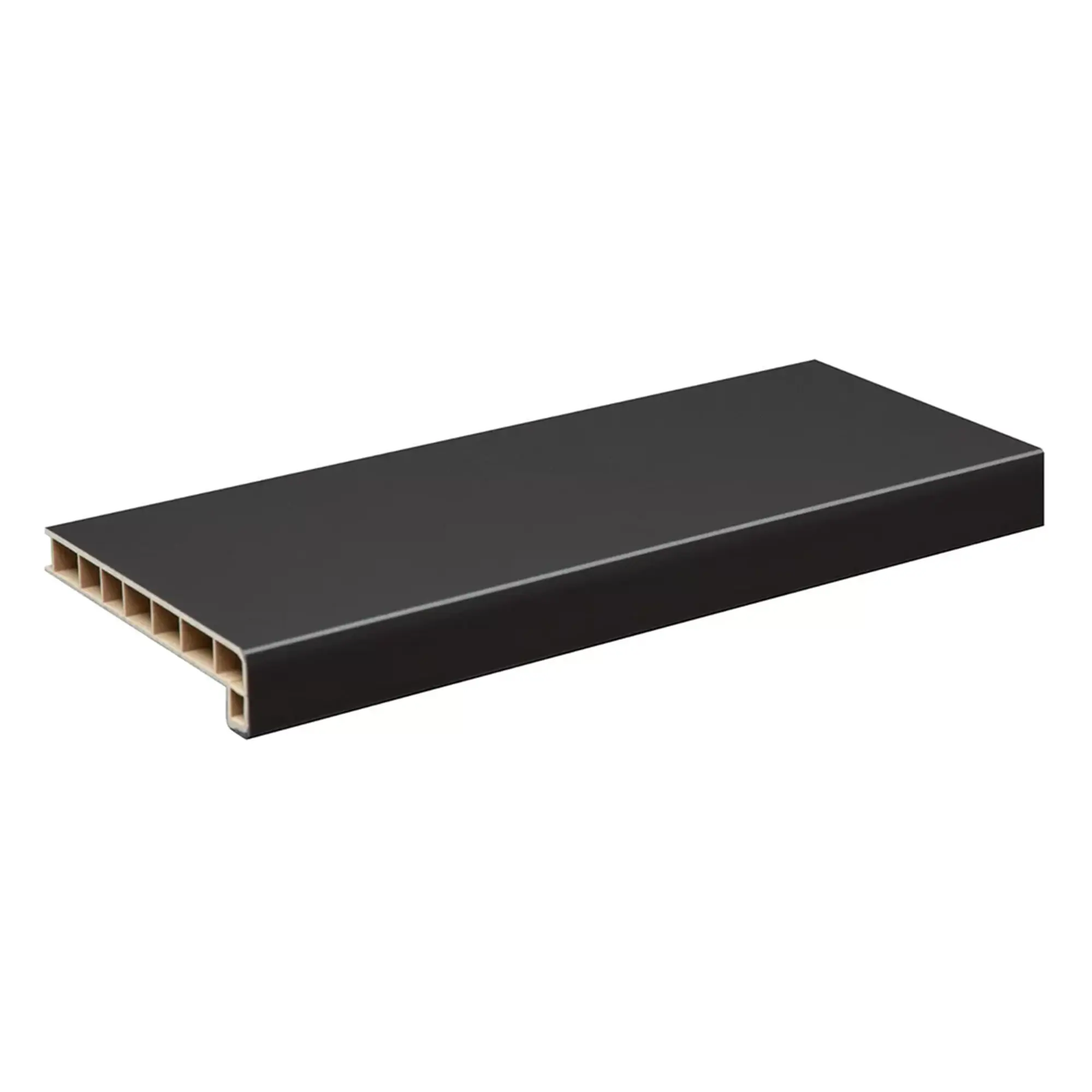 Подоконник пластиковый Moeller с заглушкой 2000x300мм чёрный clean-touch