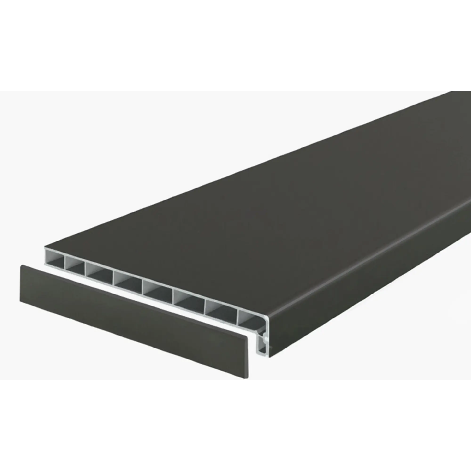 Подоконник пластиковый Moeller с заглушкой 2000x300мм чёрный clean-touch — изображение 2