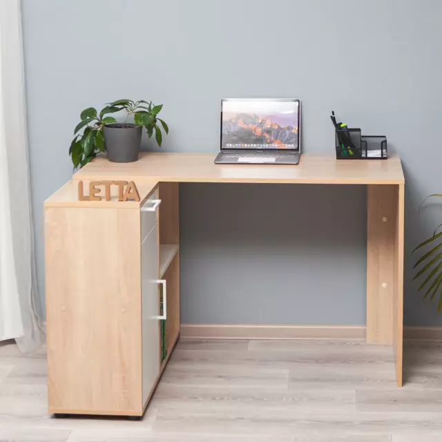 Компьютерный стол Letta L9901 113x73.5x150 см ЛДСП цвет белый/дуб сонома — изображение 3