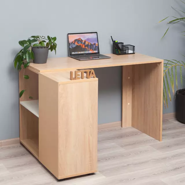 Компьютерный стол Letta L9901 113x73.5x150 см ЛДСП цвет белый/дуб сонома — изображение 4