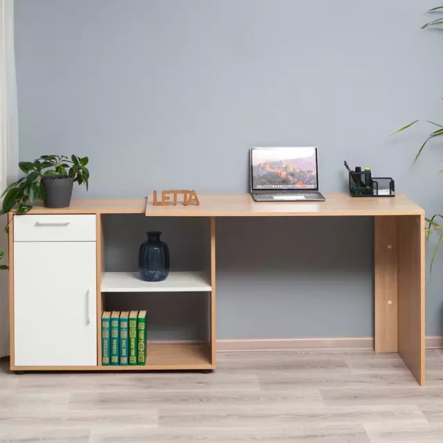 Компьютерный стол Letta L9901 113x73.5x150 см ЛДСП цвет белый/дуб сонома — изображение 5