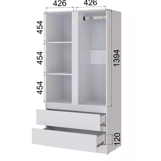 Шкаф распашной Micon Мэнкс 90x200x51 см ЛДСП цвет белый — изображение 3