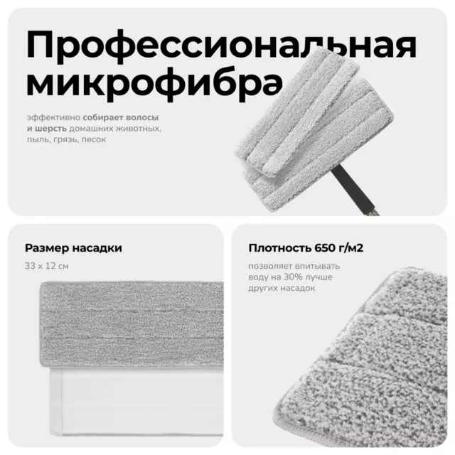 Швабра с отжимом и ведром Zetter Premium М 10 л черные — изображение 6