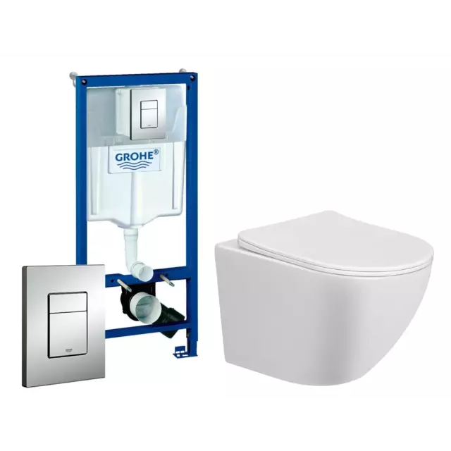 Комплект 3 в 1 инсталляция Grohe Rapid SL с подвесным унитазом Taliente Amato кнопка хром 507888