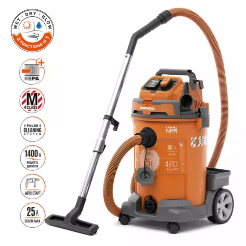 Пылесос строительный Daewoo DAVC 2500SD, 1400 Вт, 25 л