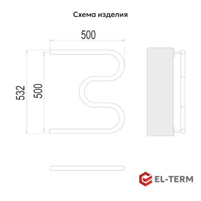 Полотенцесушитель водяной m-образный El-Term 50x50 см 1' нержавеющая сталь цвет хром — изображение 6