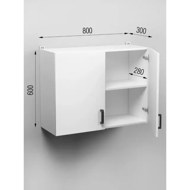 Навесной шкаф Regent Style Кухонный модуль подвесной 80x60x30 см 2 дверцы фасад белый ЛДСП каркас белый ЛДСП