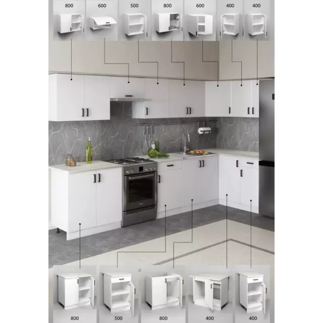 Навесной шкаф Regent Style Кухонный модуль подвесной 80x60x30 см 2 дверцы фасад белый ЛДСП каркас белый ЛДСП — изображение 4