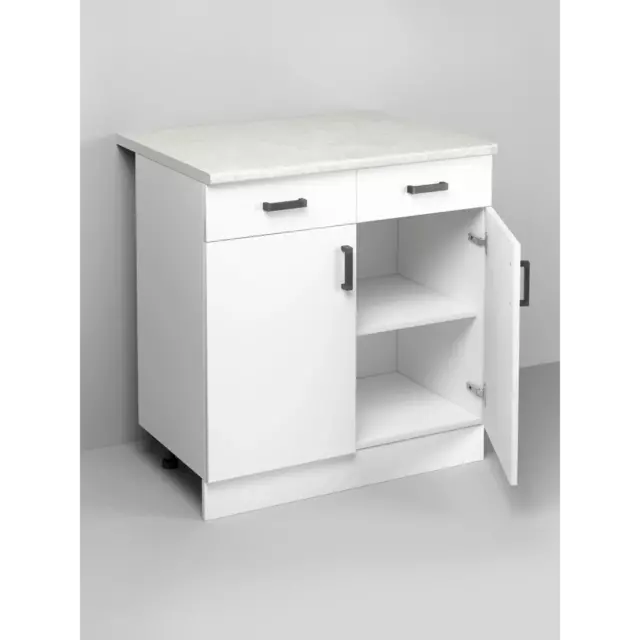 Напольный шкаф Regent Style Кухонный модуль напольный 80x82.80x60 см 2 дверцы 2 ящика фасад белый ЛДСП каркас белый ЛДСП — изображение 2