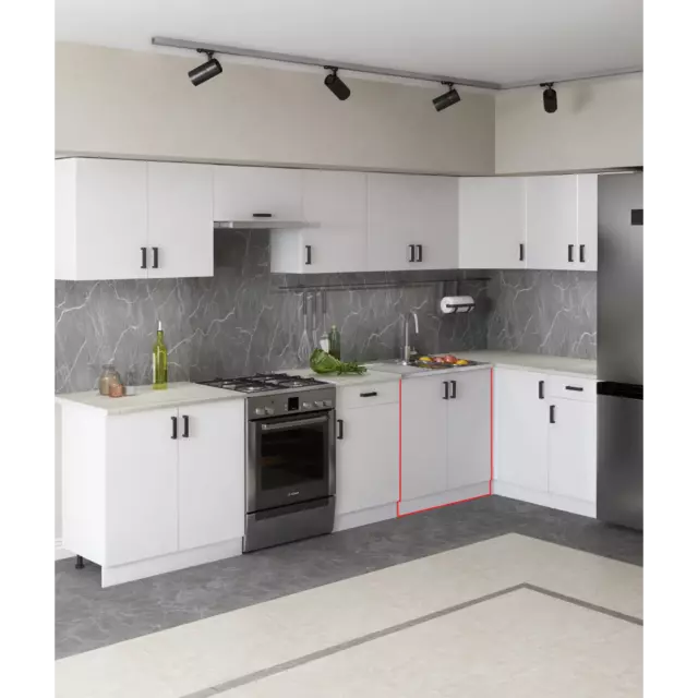 Напольный шкаф Regent Style Кухонный модуль напольный 80x80x46.60 см 2 дверцы и мойка фасад белый ЛДСП каркас белый ЛДСП — изображение 3