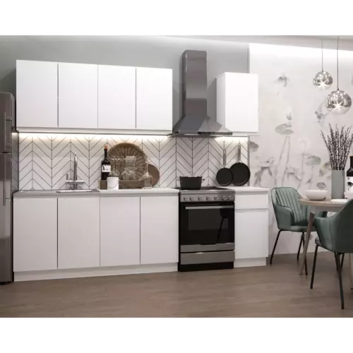 Кухонный гарнитур Альбина Стиль 200x160x60 см ЛДСП цвет белый