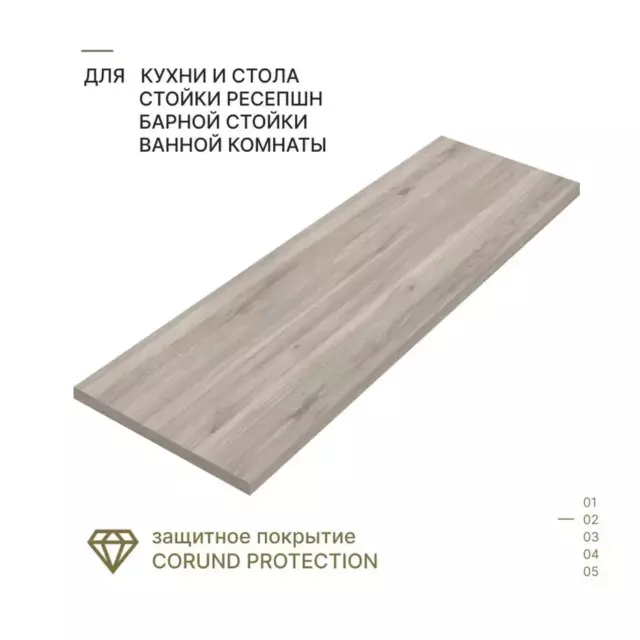 Столешница Alternative с кромкой 240x60x3.8 см с 4-х сторон водостойкие плиты ДСП цвет бежевый — изображение 2