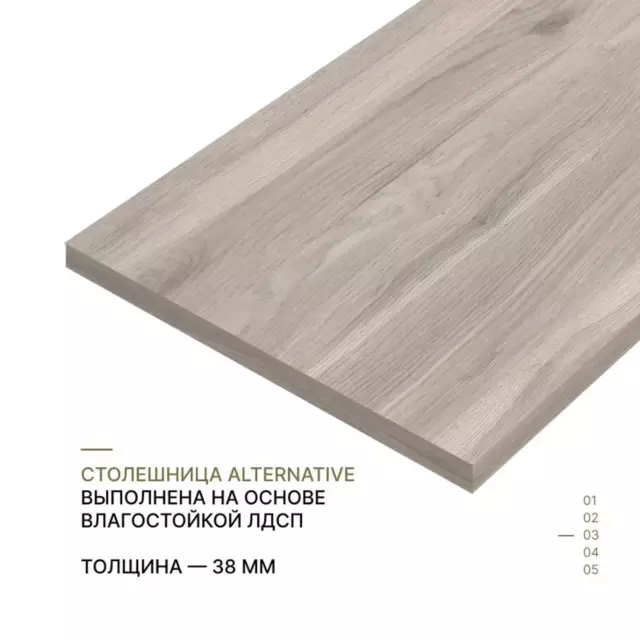 Столешница Alternative с кромкой 240x60x3.8 см с 4-х сторон водостойкие плиты ДСП цвет бежевый — изображение 3