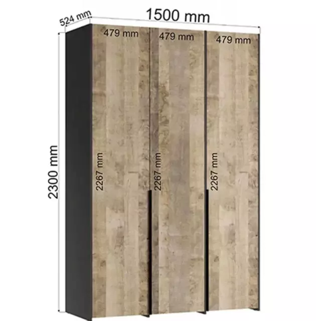 Шкаф Альбина 150x230x52 см ЛДСП цвет графит/дуб гранж песочный — изображение 6