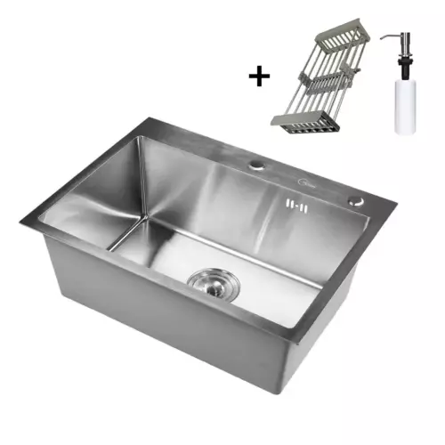 Мойка для кухни врезная с дозатором Glyph Gl36050 с сушилкой 50x60 см глубина чаши 20 см нержавеющая сталь цвет сатин