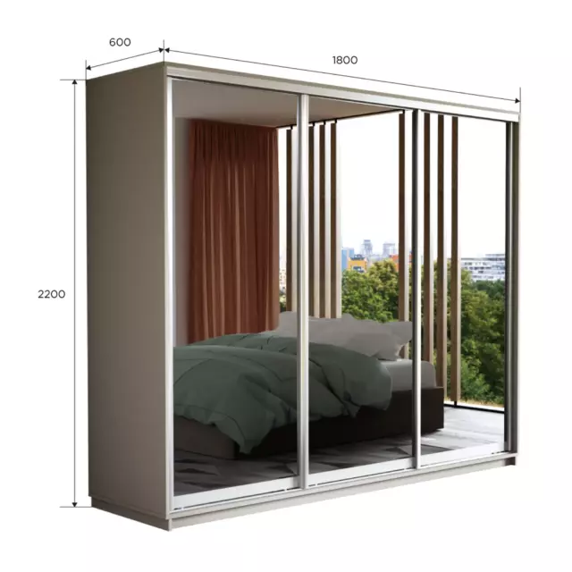Шкаф-купе Мебельная Компания Е1 3 дверный 220x180x60 см зеркала 9 полок ЛДСП цвет белый — изображение 6