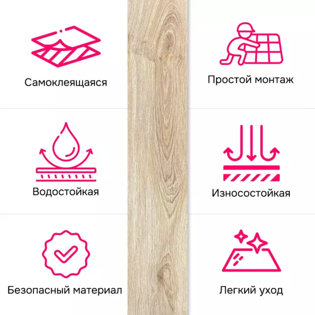 ПВХ плитка самоклеящаяся 31 класс толщина 1.8 мм 91.4х15.2 см кофейная 2.51 м², цена за упаковку — изображение 4