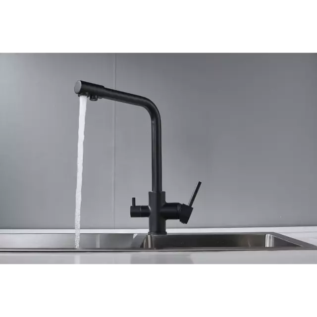 Смеситель для кухни Maretti Project Black с подключением фильтра поворотный излив 29 см цвет черный — изображение 2